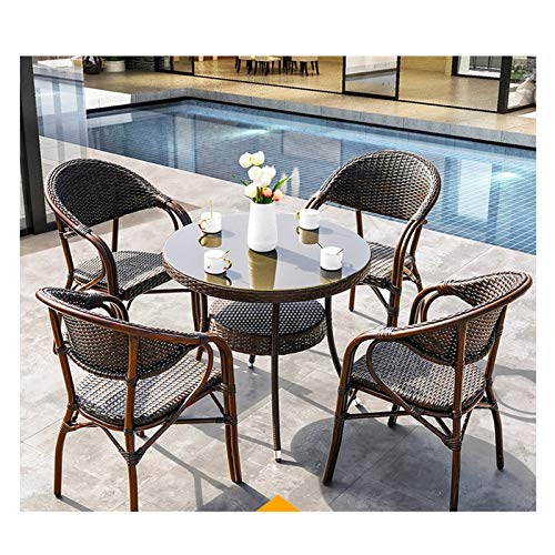 HLZY Tavolo in Vimini in Rattan mobili in Patio e Set Sedia, Patio Mobili da tavola Sedia Set da Tavolo Patio Conservatorio Interni Tavolino da caffè Patio Conversazione all'aperto