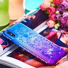 CrazyLemon Custodia per iPhone X/iPhone Xs, sabbie mobili scintillanti lucide e custodia per telefono in TPU in silicone morbido con design pieno di strass per le donne - Blu + Viola