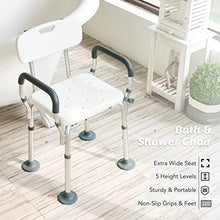 VONOYA Sedia da Doccia Portatile Sgabello da Bagno in Alluminio con Schienale e Braccioli Panca da Doccia Regolabile da 5 Altezza Sedia con Piedini in Gomma Antiscivolo