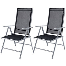 Deuba Set da 2 pezzi sedie da giardino alluminio schienale alto regolabile a 7 livelli pieghevoli argento esterni