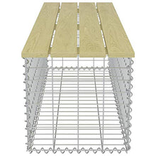 FAMIROSA Panchina Gabbione 120 cm in Acciaio Zincato e Legno di Pino
