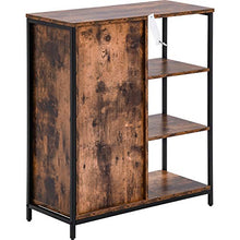 GoodFaith Credenza con 3 ripiani aperti, design industriale, telaio in acciaio, stile vintage marrone + nero, 70 x 30 x 80 cm