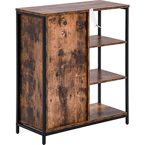 GoodFaith Credenza con 3 ripiani aperti, design industriale, telaio in acciaio, stile vintage marrone + nero, 70 x 30 x 80 cm