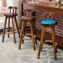 Sgabello Da Bar In Legno Massello Sedia Da Bar Girevole Retrò, Con Sedile Rotondo E Schienale Basso, Per Colazione, Pranzo, Bancone Della Cucina, Sgabello Alto, Carico 180 Kg (8 Colori)(Color:viola)