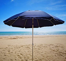 Ombrellone Alluminio 220 Camino Antivento Stecche FIberglass Spiaggia Mare Lido Blu