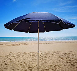 Ombrellone Alluminio 220 Camino Antivento Stecche FIberglass Spiaggia Mare Lido Blu