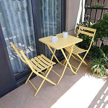 CGBF-Mobili da Giardino 3 Pezzi Tavolo e Sedia Pieghevoli in Ferro Antiruggine per Patio per Giardino Esterno Portico Prato,Giallo