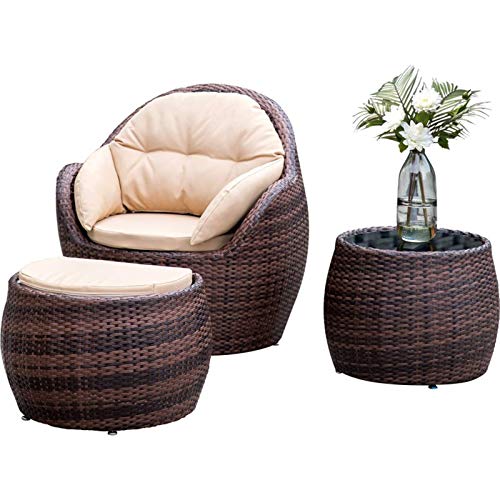 N/Z Attrezzature quotidiane Patio Portico Set di mobili Tempo Libero Tavolino in Vimini Balcone Giardino Esterno Sedia in Vimini Cortile Soggiorno Mobili in Rattan
