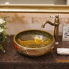 lilili Lavabo da Appoggio Lavabo da Appoggio in Ceramica Lavabo Tondo Retro Bagno Lavabo for Hotel Scultura Antica 41x41x15cm (Color : No Accessories)