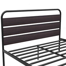 WGYDREAM Letto Letto Singolo in Metallo Nero con Testiera in Legno Solida Base per Letto per Adulti Bambini Adolescenti, 140 X 200 Cm
