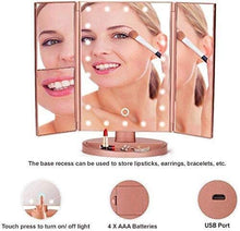 Specchio per Il Trucco LED Illuminato Make Up Specchio, Specchio da Toilette con luci Illuminato, Alimentato Via USB in Oro Rosa 1X, 2X, 3X Schermo 10X Magnnifiction Touch