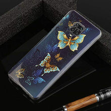Miagon Luminoso Custodia per Xiaomi Redmi Note 9S,Luminosa Morbida in Silicone Ultra Sottile TPU Cover Bumper Backcover Protezione con Lampeggiante,Oro La farfalla