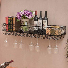 L.TSN Mensola a Muro in Stile Europeo Portabottiglie da soffitto in Ferro Metallico Portabottiglie per Vino Portabottiglie e Bicchieri da Vino Portabottiglie da Vino Porta calici - Nero (Dimension