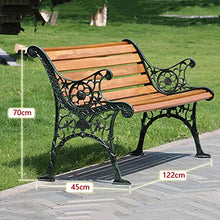 Panchina per terrazza da parco Panca da esterno per il tempo libero, panchina da giardino in ghisa in legno massello resistente alle intemperie e anticorrosiva, con schienale e bracciolo Panchina 2-3