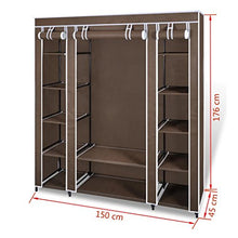 mewmewcat Armadio in Tessuto con Scomparti e Aste, Cabina Armadio Guardaroba in Tessuto con Compartimenti 45x150x176 cm Marrone