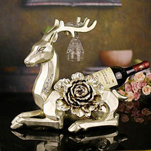 KANJJ-YU realistico artigianato europeo decorazione della casa artigianale resina cervo vino cremagliera peonia regali aziendali all'ingrosso (40 x 25 x 35 cm) vino