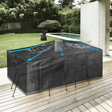UNKB Copertura Tavolo Giardino in Tessuto 420D Oxford, Anti-UV Impermeabili, Rettangolari Copertura Mobili da Giardino Telo Protettivo per Divano Angolare Tavolo Sedie da Esterni