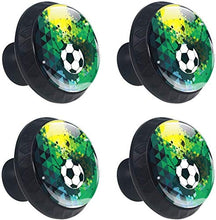 Nero verde Doodle Sport Calcio Pomelli per Porta Set di 4 Pomelli per Mobili Manopole per Cassetti Cucina Armadio Vetro