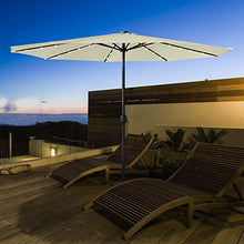 Asina 350cm Ombrellone da Giardino in Poliestere Protezione Solare UV con Manico da 38mm e 32 LEDs Ombrelloni per Balcone Patio attività all'aperto(Beige)