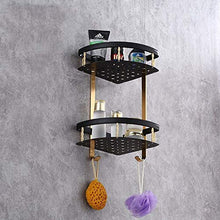 AGGF Portaoggetti per Doccia da Bagno Portaoggetti angolare in Alluminio Nero Antico + Oro Nero a Doppio Triangolo