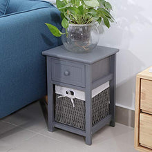 Dsrgwe Comodini Tavolo Comodino 2pcs / Set Tavolo da Comodino in Legno Stand Notturno con Cassetto E Cestino Cestino Grigio