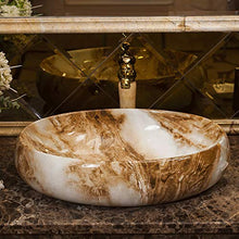 lilili Lavabo da Appoggio Lavabo in Ceramica, Lavabo sopra Lavabo da Appoggio Simil Marmo Arte Bacino Europeo 63x42x13cm (Color : There Are Accessories)