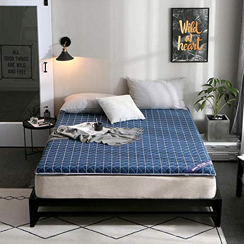 Lavabile Cotone Materasso Letto Futon, Traspirante Pieghevole Tatami Materasso Confortevole Materasso Terra Mantieni Caldo Giapponese Domestico Camera Da Letto Dormitorio-blu 180x200cm(70x78inch)