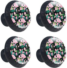 Lotus Pink Leaves Flamingo Pattern rosa Pomelli per Porta Set di 4 Pomelli per Mobili Manopole per Cassetti Cucina Armadio Vetro