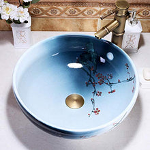 Jgophu Lavandino in ceramica dipinto a mano con fiori di prugna, colore: blu e bianco