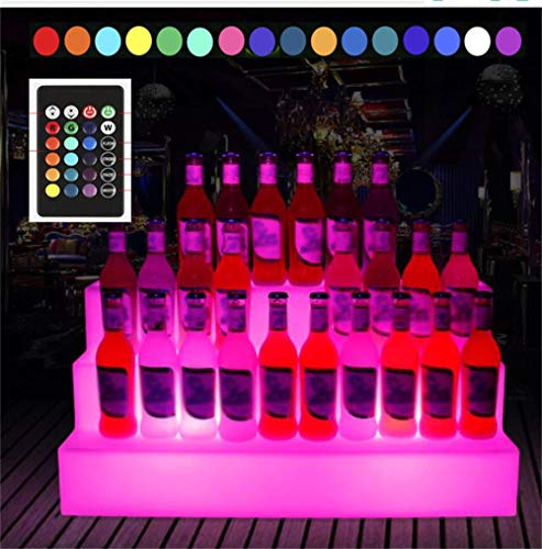MBYGXX LED Porta Bottiglie da Vino Espositore per Bottiglie RGB a 3 Livelli LED,Luminoso Portavini Mensola del liquore per Birra, Vino Rosso, Sidro e Altro Bar per Feste KTV, 65 * 30 * 30 cm
