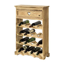 [en.casa] Mobile Portabottiglie con Cassetto 86 x 55 x 22 cm Cantinetta in Legno di Pino per 16 Bottiglie Bancone Portabottiglie da Vino con 4 Ripiani in Design Classico