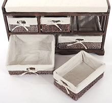 Mendler Serie Vintage Panca cassettiera 5 ceste Legno di paulonia 36x77x45cm Marrone