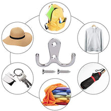 QIMEI-SHOP Ganci Appendiabiti da Parete Doppio Gancio di Vestiti Vintage con Viti Rustico Ganci Appendi Muro per Cappelli Asciugamani Vestiti Argento 10 Pezzi