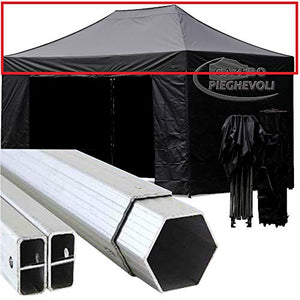 GAZEBOPIEGHEVOLI.COM Tetto Gazebo Pieghevole 3x4,5m Alluminio Rivestito PVC Telo Nero fiere chiosco mercatino Box