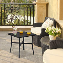 Relaxdays Tavolino Quadrato, per Giardino e Balcone, Rivestimento Antiruggine, Acciaio, LxP: 46x46 cm, Nero, 46x46x46 cm