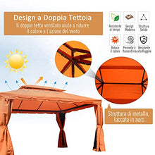 Outsunny Gazebo di Lusso Tendone da Giardino con Tettoia Idrorepellente 3x4m