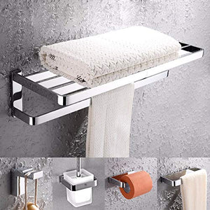 MBYW Portasciugamani Moderno Minimalista Portasciugamani Elegante per Il Bagno di Moda Portasciugamani Doppio Strato in Rame, portasciugamani Cromato, scovolino, Ciondolo Hardware Bagno, Cinque Pezzi
