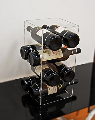 Portabottiglie Porta Bottiglie da Vino da banco in plexiglass Trasparente Agata per 8 Bottiglie