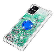 Custodia Samsung Galaxy A51 5G Squillo della Base del Telefono TPU Brillantini Diamond Liquido Telefono Bumper Case（Amore Verde）