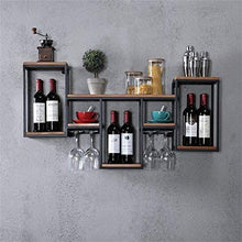 PWZ Pratica Semplicità Domestica Parete in Ferro Battuto Pratica Semplicità Domestica per Bar | Porta Bicchiere da Vino in Legno | Stand Del Vino | Portabicchieri | Cantina da Parete