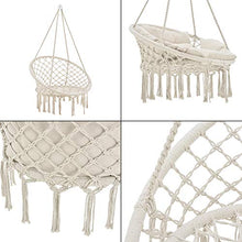 casa.pro Poltrona Sospesa con Cuscini Altezza Completa di Sostegno 135 cm Altalena Relax Poltrona Appendibile per Interno/Esterno - Supporto Fino a 150 kg - Color Crema