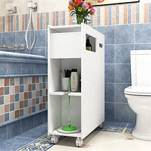 MOODSC igienici armadietto laterale Gabinetto Bagno Mensola Piano per fessure storage rack bagno privato servizi igienici angolo Mensola Locker con ruote da 22 * 48 * 80cm