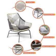 Set di Mobili da Giardino per Esterni, Set di Conversazioni Modulari da Giardino in 3 Pezzi Set di Sedute in Vimini in Rattan Divano con Sedia Singola Tavolino Poggiapiedi