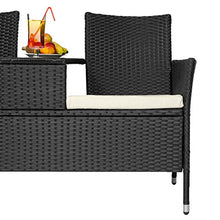 TecTake Divano da Giardino divanetto tavolino da Giardino in polyrattan + Cuscini - Disponibile in Diversi Colori - (Nero | No. 401547)