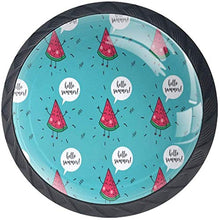 Fumetto di anguria fresca blu estate Pomelli per Porta Set di 4 Pomelli per Mobili Manopole per Cassetti Cucina Armadio Vetro