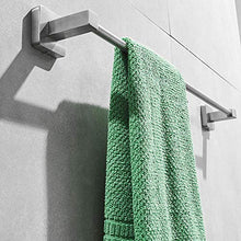 Accessorio per il bagno, Porta asciugamani rotondi con doppio gancio Cucina sospesa a parete, Portasciugamani antiruggine, Finitura spazzolata, Argento, Lungo 70 cm