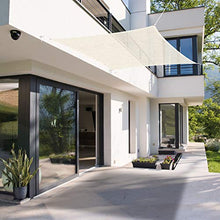 ECD Germany Vela Ombra Quadrata Tenda Parasole a Vela Quadrato 5x5 m - Crema - HDPE - con protezione UV - Inclusi cavi di tensionamento - Tenda a Vela Parasole per Giardino Quadrato Raggi UV 5x5 M