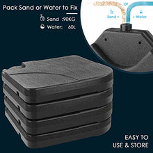 MVPower Base per Ombrellone, Ombrello Base, Possono Essere Riempiti con Acqua o Sabbia, Adattatori Precisi, Stabile, 51 x 51 x 30 cm, Nero