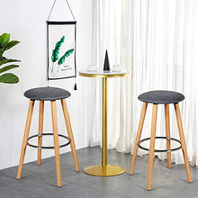 COSTWAY Set da 2 Sgabelli da Bar Alti Rotondi, Sedia per Cucina con Poggiapiedi, Gambe in Legno, Grigio