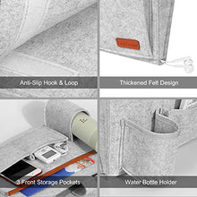 SIMBOOM Tasca Telecomandi da Divano, Organizer da Bracciolo, Portaoggetti per Letto con Portabottiglie, Borsa Feltro per iPad, Tavoletta, Riviste, Cellulare, Occhiali, Matita - Grigio Chiaro